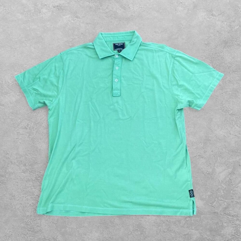 Todd Snyder Mens Pique Polo Shirt L Mint Green Cotton Short Sleeve Preppy